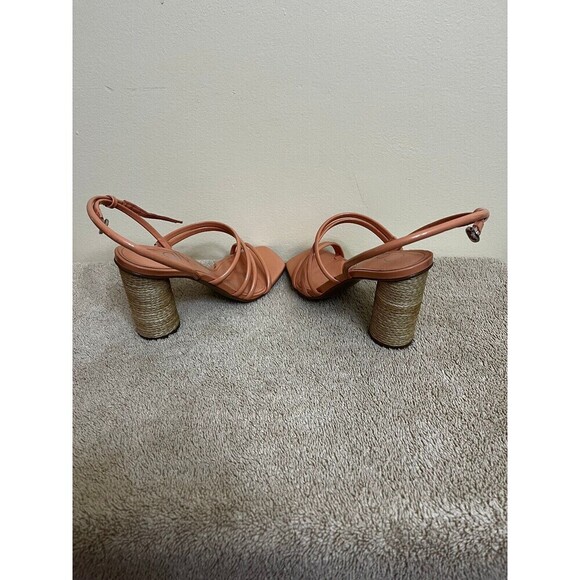 Calvin Klein Women's  Beige Patent Ankle Strap Square Toe Heels Sandals Sz 5M - Picture 3 of 5